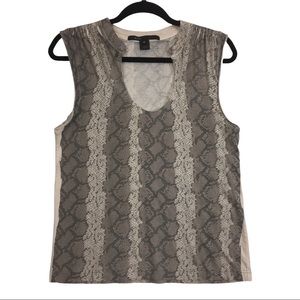 Marc Jacobs Women Gray Snakeskin Print Blouse Top Sleeveless Size M